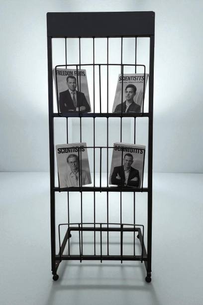 GLOBAL DESIGNERS Mild Steel Magazine Stand Multipurpose Book Newspaper & brochure rack for office Floor Standing Magazine Holder