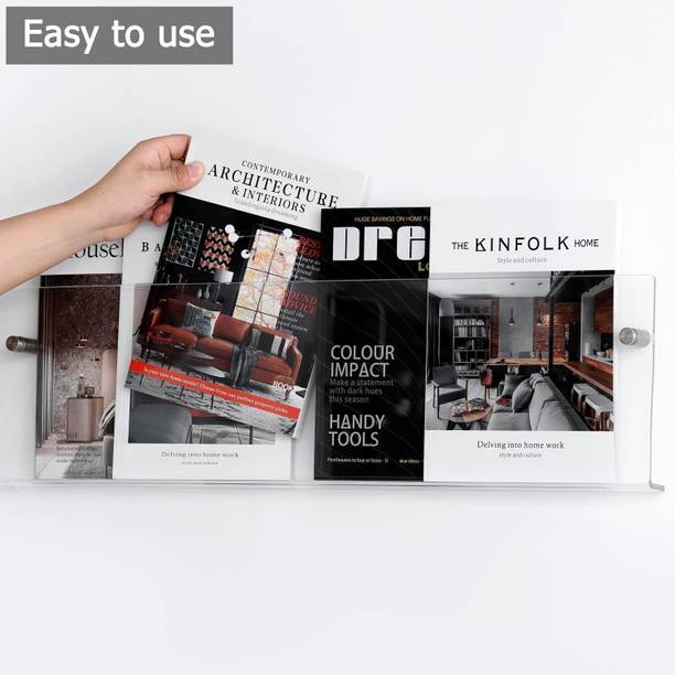 ACRAVYA 2-Pack 17"Acrylic Magazine Holder, Wall Mount Hanging Bookshelf Magazine Rack Wall Hanging Magazine Holder
