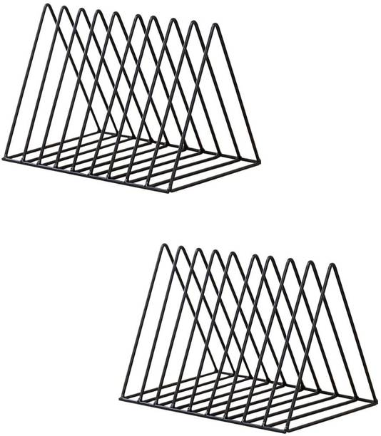 NEXO Record Storage, Metal Magazine Book Display Rack, Stylish File Sorter , Black Floor Standing Magazine Holder