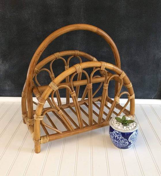 GRASSMINDS Rattan Magazine Rack Floor Standing Magazine Holder