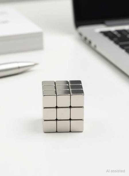 BUI 27 Pieces of 10 mm Cube Neodymium Magnets N52 Cube Magnets Earth NdfeB Fridge Magnet, Magnetic Paper Holder, Multipurpose Office Magnets Pack of 27