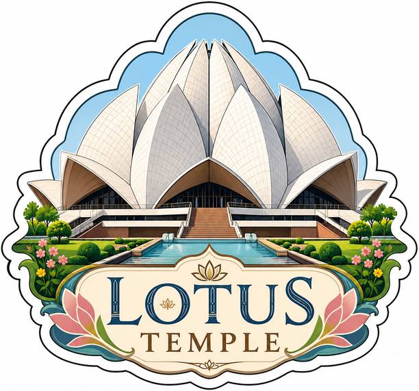 Decolyte Lotus Temple Wooden Fridge Magnet | 3x3 Kitchen Home Decor Gift Fridge Magnet Pack of 1
