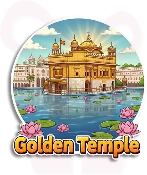 AGCRAFT Golden Temple Travel Theme Wooden Fridge Magnet | 3x3 inch Fridge Magnet Pack of 1