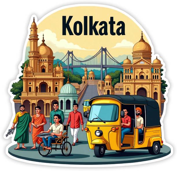 Naxon Kolkata Wooden Fridge Magnet For Home & Kitchen Decor Fridge Magnet Pack of 1
