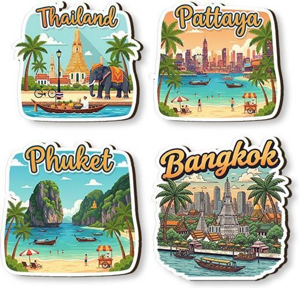 Polibox Thailand Wooden Magnet Laminated MDF Print | 4mm Thick Souvenir Home Décor Fridge Magnet Pack of 1