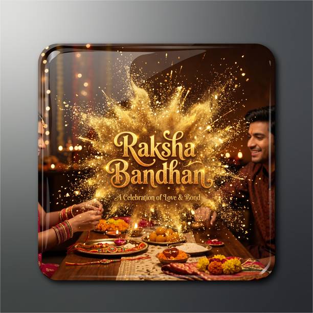 OPRYX Raksha Bandhan Celebration Gold Glossy Fridge Magnet Fridge Magnet Pack of 1