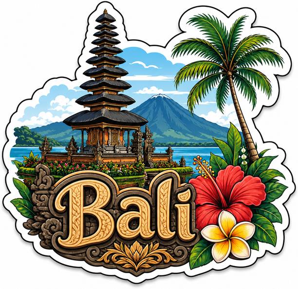 Decolyte Bali Theme Wooden Fridge Magnet Souvenir | 3x3 in Kitchen Home Decor Gift Fridge Magnet Pack of 1