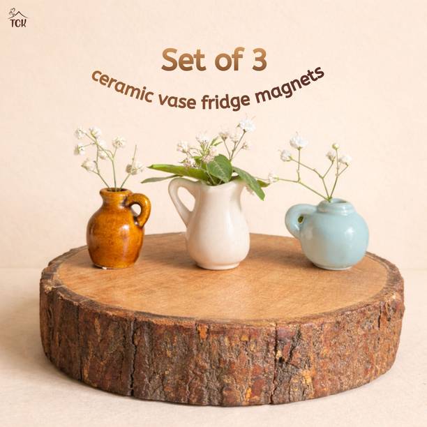 Tck Mini Ceramic Vase Fridge Magnets Set of 3 | Decorative Refrigerator Magnets Fridge Magnet Pack of 3