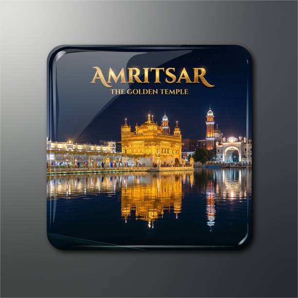 OPRYX AMRITSAR "THE GOLDEN TEMPLE" Fridge Magnet (2x2 in, Glossy Finish, Pack of 1) Fridge Magnet Pack of 1