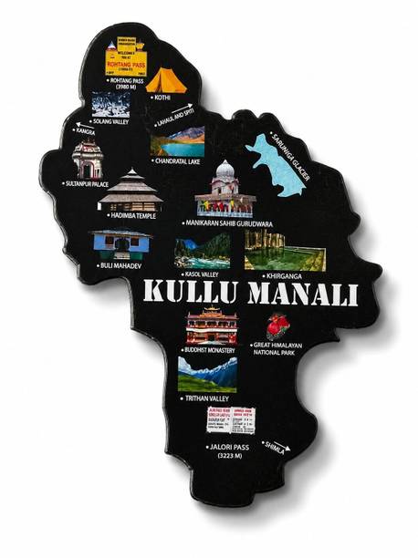 v2fashion kullu manali map souvenir Fridge Magnet Pack of 1 Door Magnet, Fridge Magnet, Multipurpose Office Magnets Pack of 1