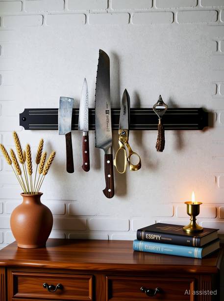 ESSPY Wall Mount Magnetic Knife Storage Holder Chef Rack Strip Utensil Kitchen Tool | 33 Cms Kitchen Organiser Magnet Pack of 1