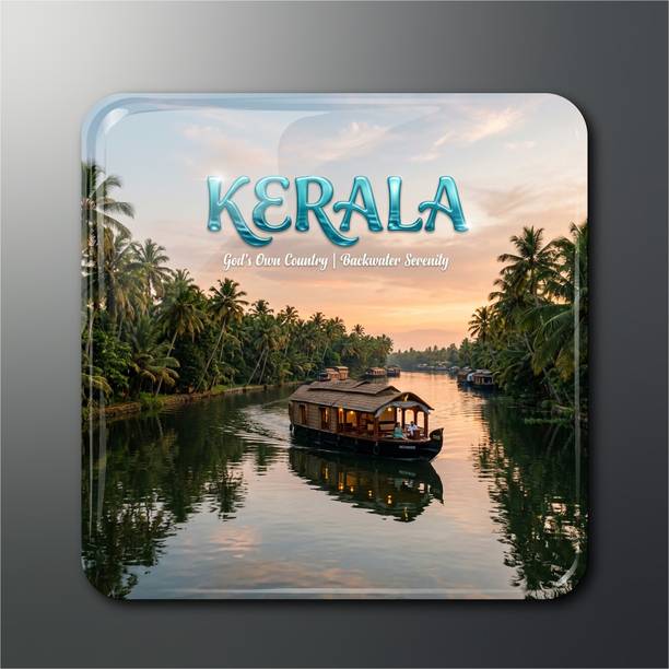 OPRYX Kerala Backwater Serenity Houseboat Glossy Fridge Magnet Fridge Magnet Pack of 1