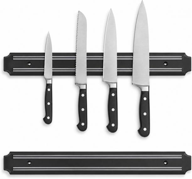 Nandjiya Magnetic Knife Holder Bar, Wall Mount Kitchen Knife Storage Strip Kitchen Organiser Magnet Pack of 2