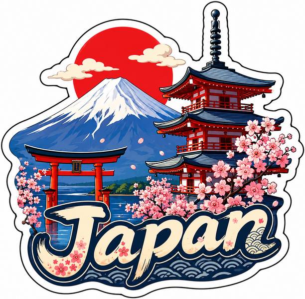 Decolyte Japan Theme Wooden Fridge Magnet Souvenir | 3x3 in Kitchen Home Decor Gift Fridge Magnet Pack of 1