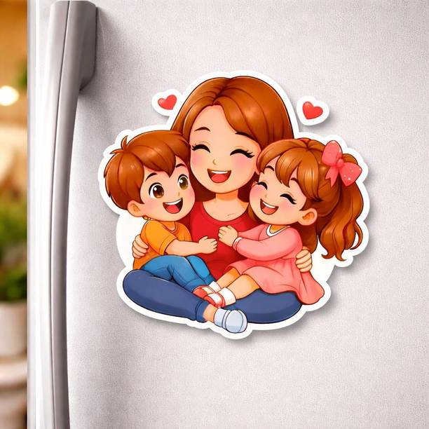 woodMitraHome Cute Mom & Kids Fridge Magnet – Premium Family Love Sticker fridge magnet Fridge Magnet Pack of 1