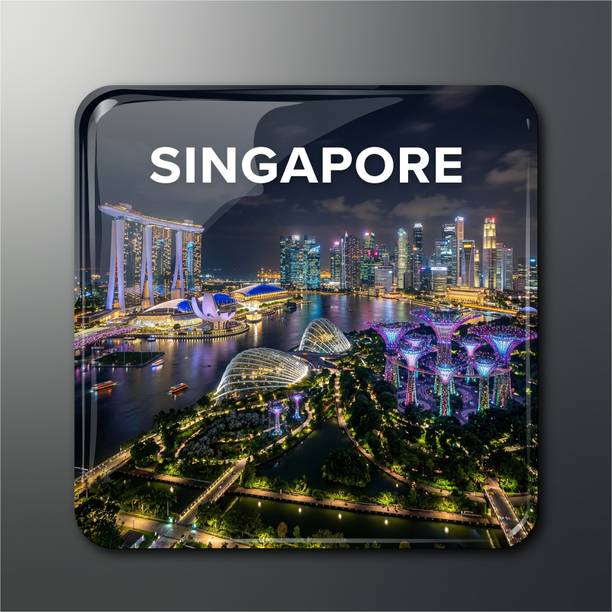 OPRYX Singapore Night Skyline Travel Souvenir Fridge Magnet Pack of 1