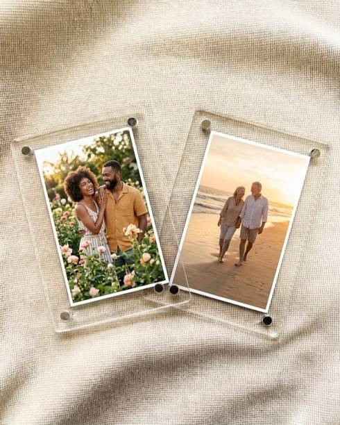 IKCREATION Personalized Acrylic Photo Fridge Magnet for Couple & Gift Item | Photo Gallery Magnets, Fridge Magnet, Multipurpose Office Magnets Pack of 2