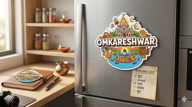 gencystag Omkareshwar Jyotirlinga Fridge Magnet | Omkareshwar Temple Souvenir Magnet Door Magnet, Fridge Magnet, Kitchen Organiser Magnet Pack of 1
