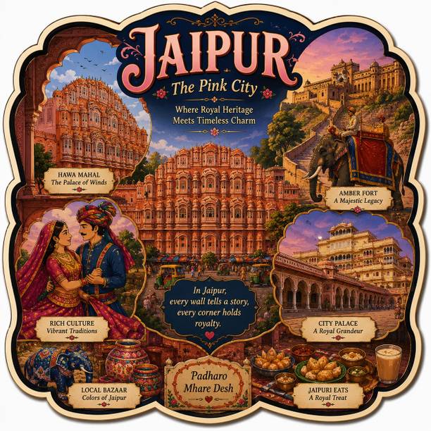 HOMBLI Jaipur Heritage Souvenir Fridge Magnet Fridge Magnet, Photo Gallery Magnets, Multipurpose Office Magnets Pack of 1