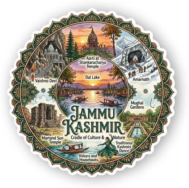 Vatsin Jammu Kashmir Fridge Magnet, UV Print, Acrylic for Fridge & Metal Surfaces Fridge Magnet Pack of 1