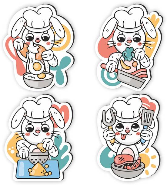 saf Chef Bunny MDF Wooden Fridge Magnets FM-06 Fridge Magnet Pack of 4