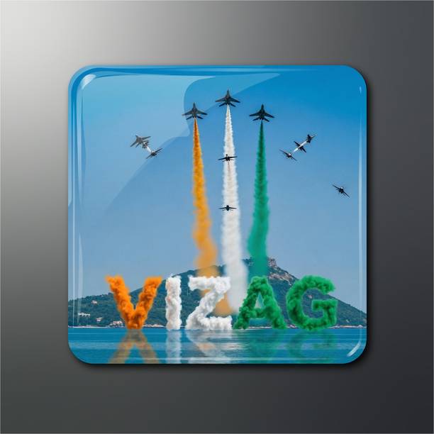 OPRYX Patriotic "VIZAG" Air Show Souvenir Magnet, 2x2 in Fridge Magnet Pack of 1