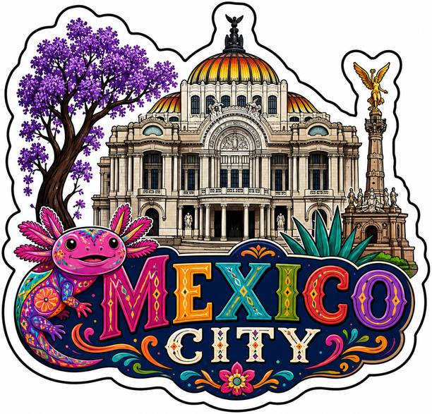 Decolyte Mexico City Theme Wooden Fridge Magnet Souvenir | 3x3 in Kitchen Home Decor Gift Fridge Magnet Pack of 1