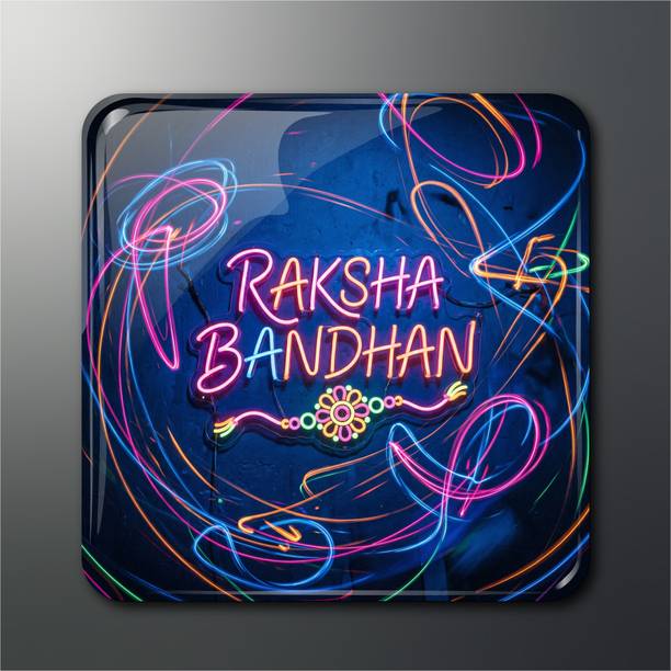 OPRYX Neon Glow Raksha Bandhan Square Magnet Fridge Magnet Pack of 1