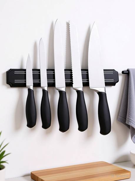 RKPM 33CM Magnet Kitchen Knife Holder, Magnetic Knife Storage Strip, Knife Rack Strip Patti 13 Inch,Magnetic Knife Bar (Black) Kitchen Organiser Magnet Pack of 1