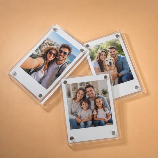 VISACHI Wedding Photo Fridge Magnet Personalized Acrylic Refrigerator Magnet for Couples Door Magnet, Fridge Magnet, Kitchen Organiser Magnet, Photo Gallery Magnets Pack of 3