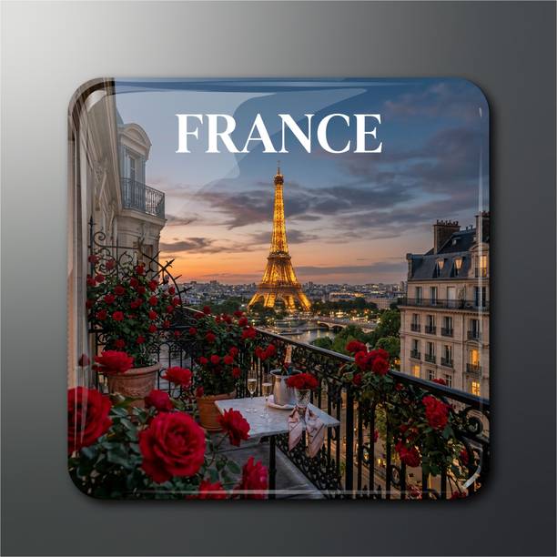 OPRYX France Romantic Eiffel Tower Square Magnet Fridge Magnet Pack of 1