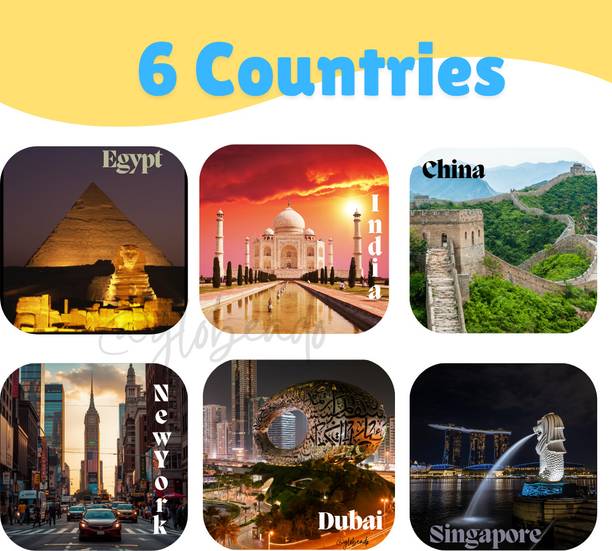 GLOBEADO World cities Fridge Magnet Pack of 6