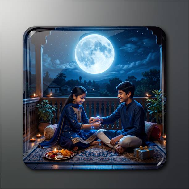 OPRYX Raksha Bandhan Moonlit Celebration Glossy Magnet Fridge Magnet Pack of 1