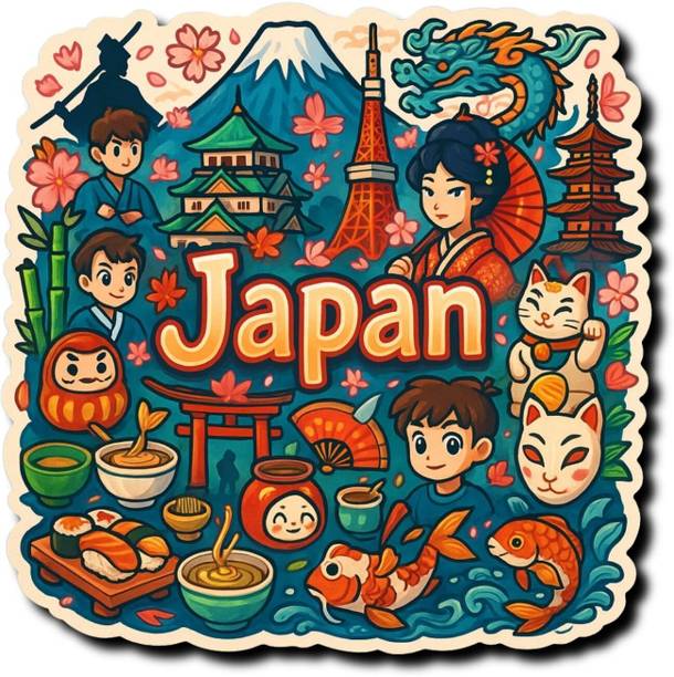 KRAFFA Japan Country MDF Fridge Magnet |Stylish Fridge Magnet for Kitchen & Home Décor Fridge Magnet Pack of 1