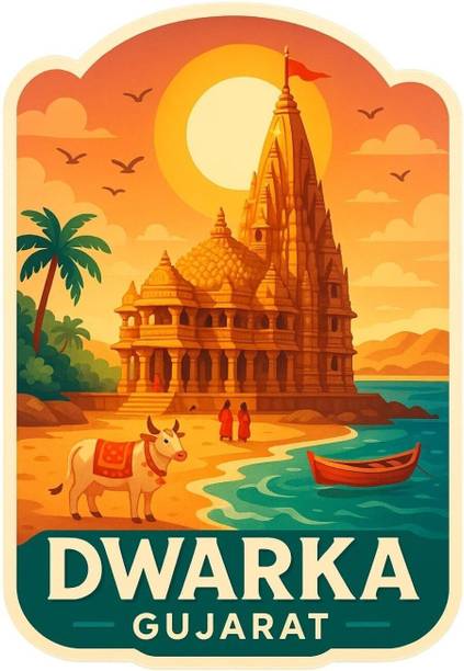 HOMBLI Dwarka Temple MDF Fridge Magnet |Stylish Fridge Magnet for Kitchen & Home Décor Fridge Magnet Pack of 1
