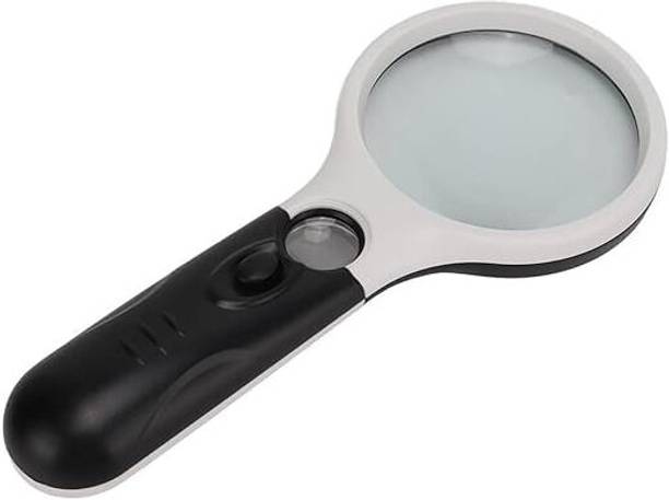 outil LED Lighted Handheld Magnifying Glass with 3X & 45X Dual Lens 3X & 45X Dual Magnification For Reading / Seniors Focus: