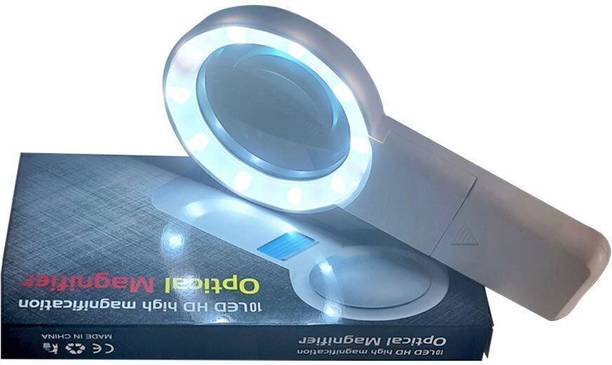 Gilhot Handheld Lens - Magnifying Glass with Built-in 10 LED Lights 10x Pocket Magnifier
