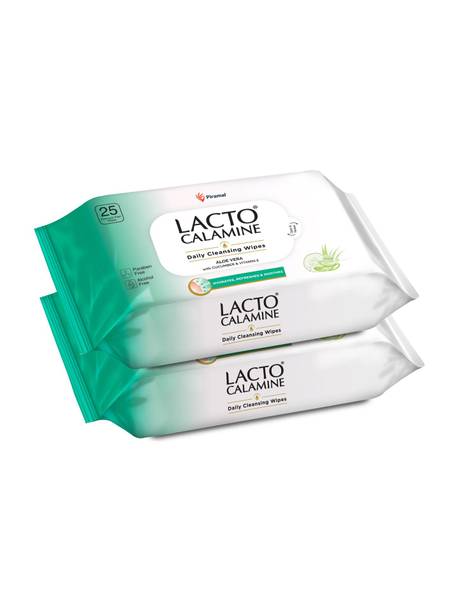 Lacto Calamine Daily Cleansing wipe with Aloe, Cucumber, Vitamin E, Paraben & Alcohol Free Makeup Remover