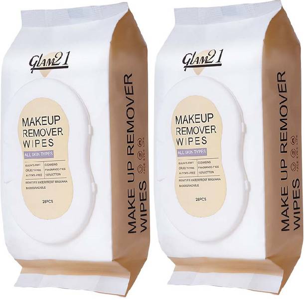 ग्लैम21 Makeup Remover Wipes Fragrance Free, Pre Moisturized & Nongreasy Face Cleansing मेकअप रिमूवर