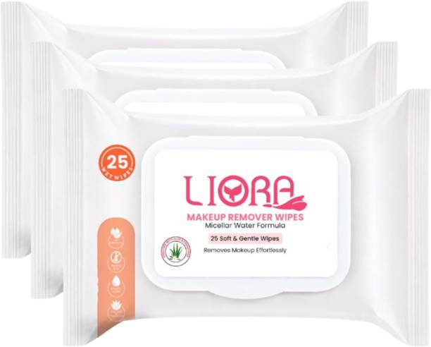 Liora Makeup Remover Wipes Pack Of 3 | Gentle Cleansing Facial Wipes for Makeup Remover
