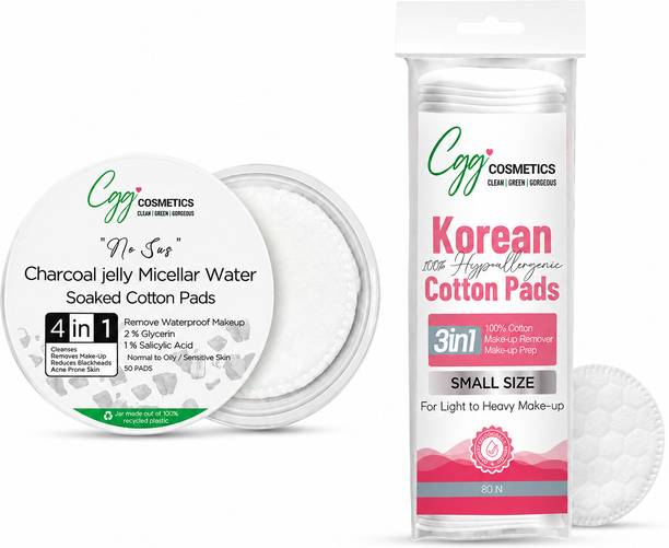 CGG Cosmetics no sus Charcoal Jelly Micellar Water Soaked Cotton Pads+Free Strawberry LipScrub Makeup Remover