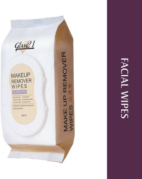 ग्लैम21 Makeup Remover Wipes Fragrance Free, Pre Moisturized & Nongreasy Face Cleansing मेकअप रिमूवर