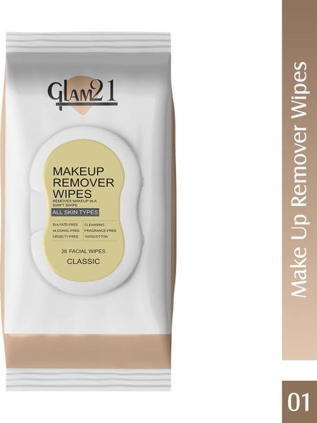 Glam21 Makeup Remover Wipes Fragrance Free, Pre Moisturized & Nongreasy Face Cleansing Makeup Remover