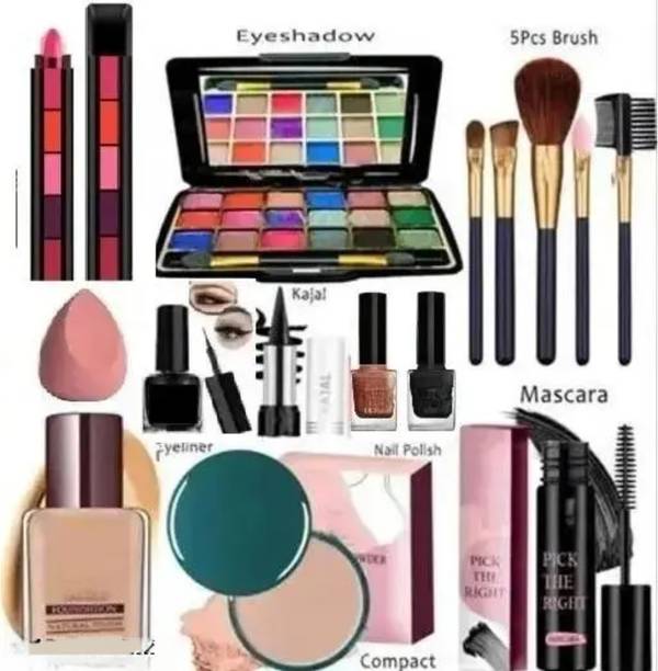 lately eyeshadow with eyeliner mascara kajal lipstick nail polish compact & foundation