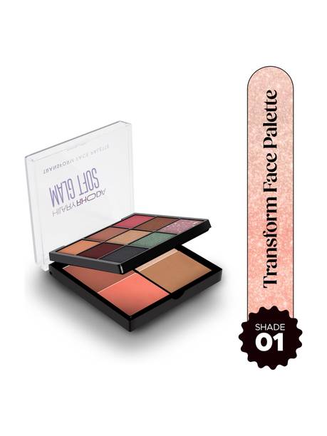 Hilary Rhoda Transform Face Palette|Highly Pigmented |Matte & Shimmer Finish |18g (Soft Glam)