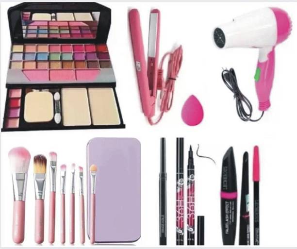upgrave SMIETRZ MAKEUP KIT,7 BRUSH,DRYER,STRAIGHTENER,PUFF,KAJAL,EYELINER,3IN1