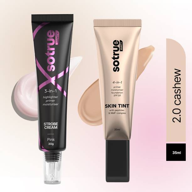 Sotrue Go-to Glow Combo | Skin Tint (Cashew) 35ml & Strobe Cream (Pink) 30gm