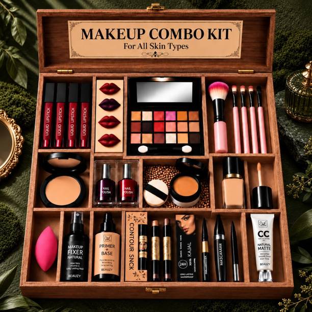 Beauzy Complete Makeup Treasure Box with Multi-Use Beauty Cosmetics