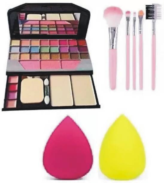 QUIYANG 6155 Color Icon Makeup kit + MENOW Blender Puff +5PCS Brush Set