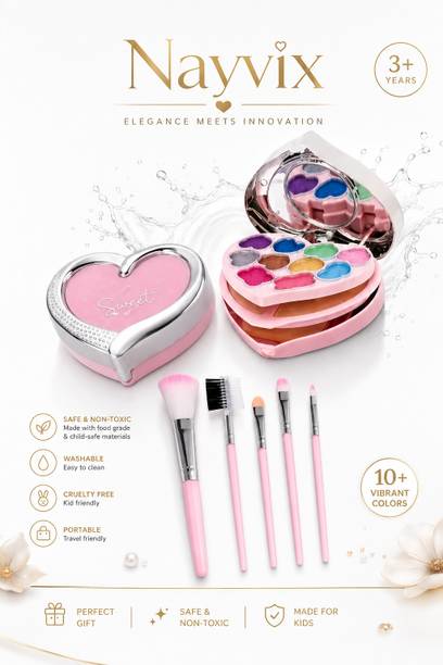 Nayvix Heart Shape Makeup Kit & Brush Combo Set for Girls